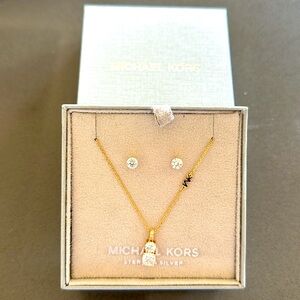 NEW Michael Kors sterling silver necklace and earring set